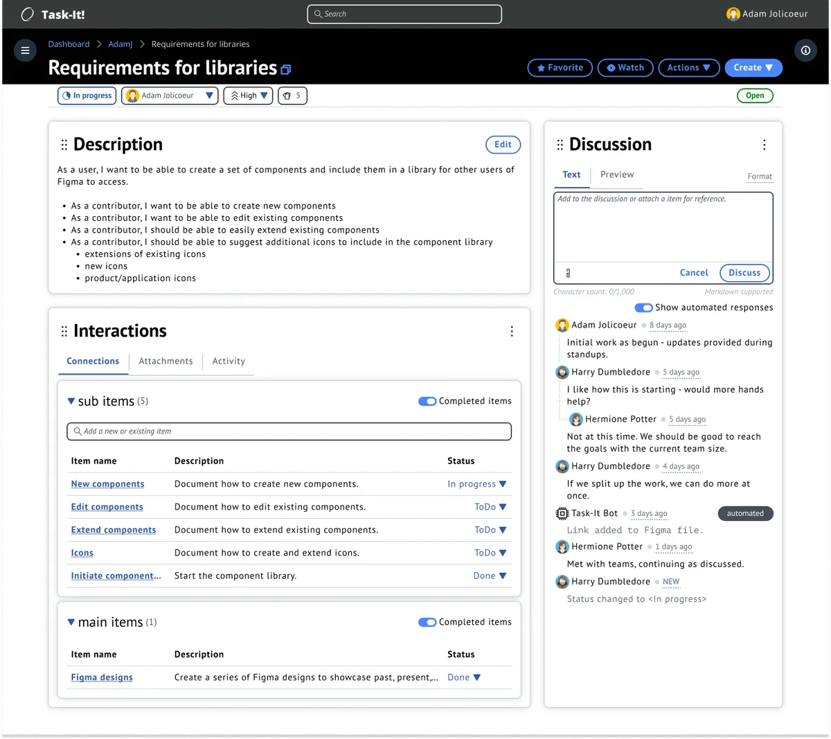 Image of the third version of the task details mockup